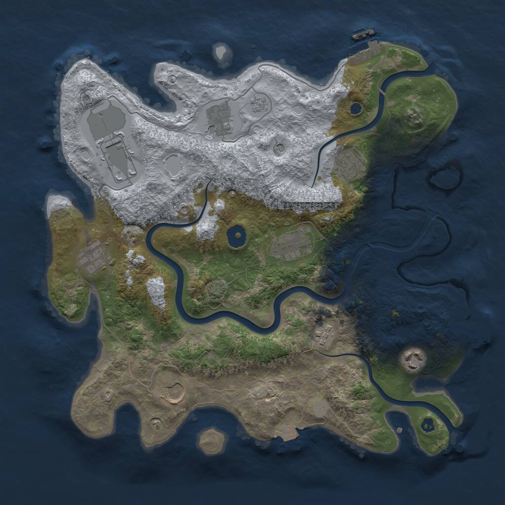 Rust Map: Procedural Map, Size: 3600, Seed: 1198802479, 14 Monuments
