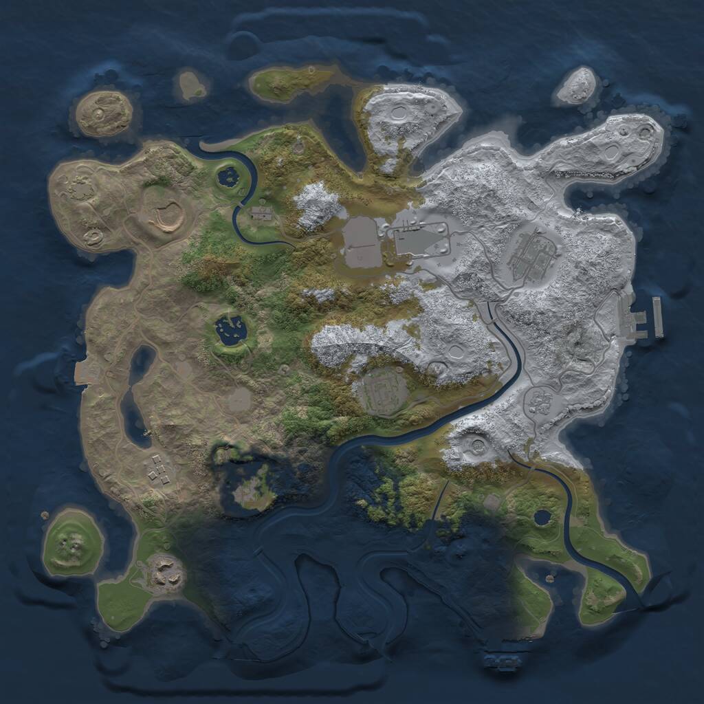 Rust Map: Procedural Map, Size: 3500, Seed: 580585797, 14 Monuments