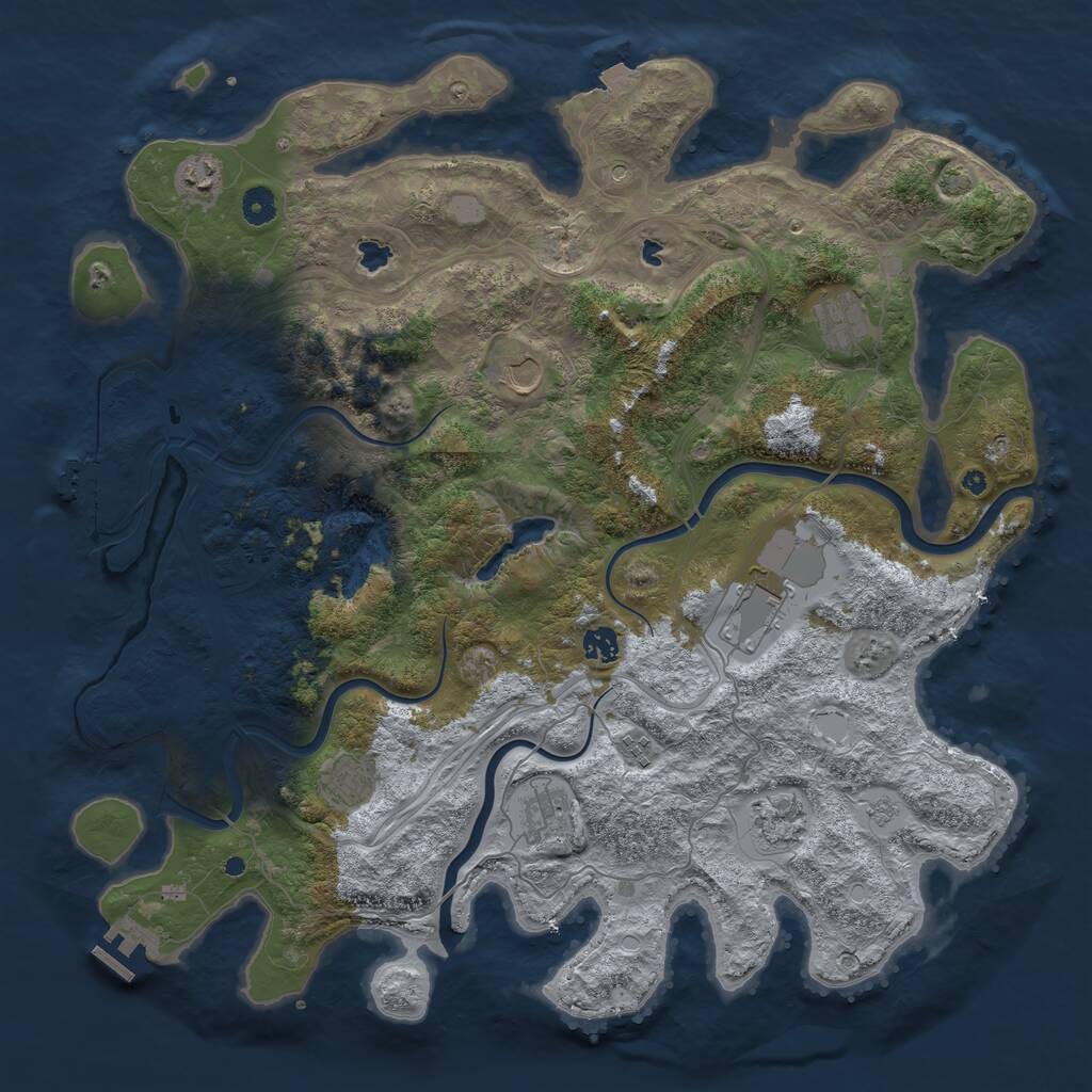 Rust Map: Procedural Map, Size: 4500, Seed: 870799613, 15 Monuments