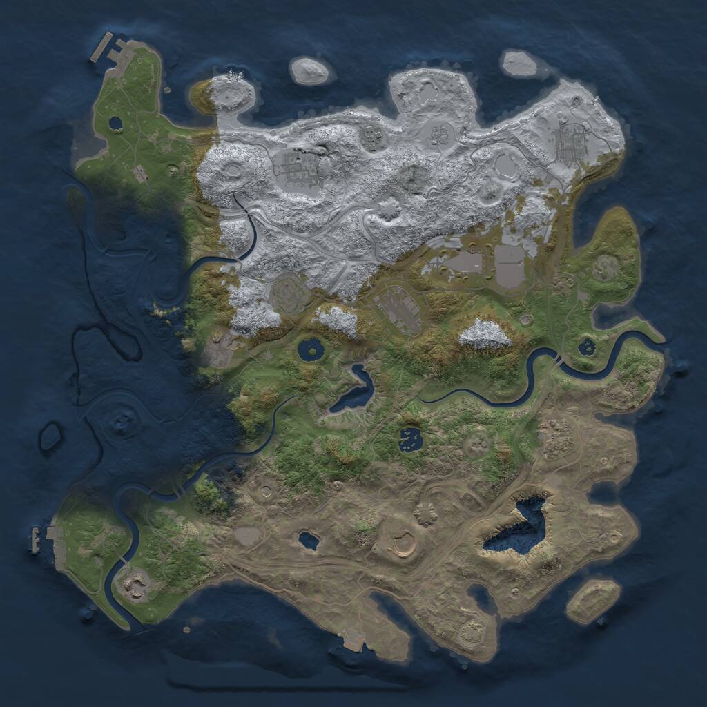 Rust Map: Procedural Map, Size: 4250, Seed: 828707407, 17 Monuments