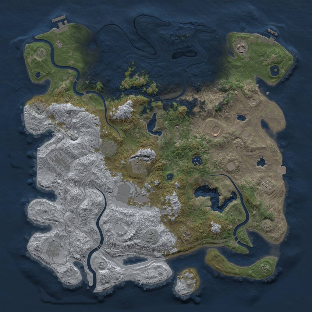 Rust Map: Procedural Map, Size: 4500, Seed: 2119998152, 16 Monuments