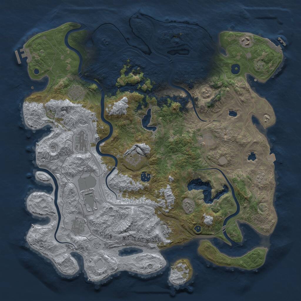 Rust Map: Procedural Map, Size: 4500, Seed: 2119998152, 16 Monuments
