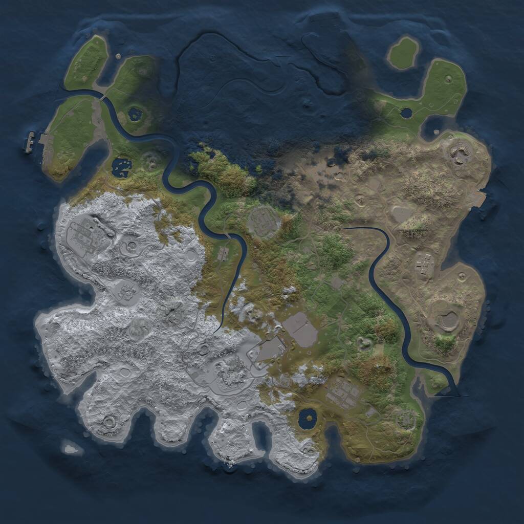 Rust Map: Procedural Map, Size: 3850, Seed: 1119, 16 Monuments