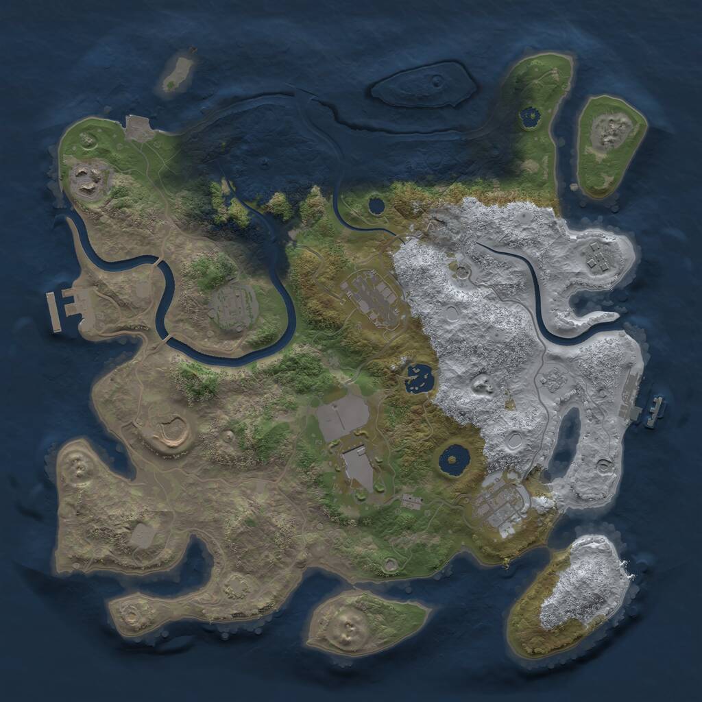 Rust Map: Procedural Map, Size: 3500, Seed: 2055502011, 14 Monuments
