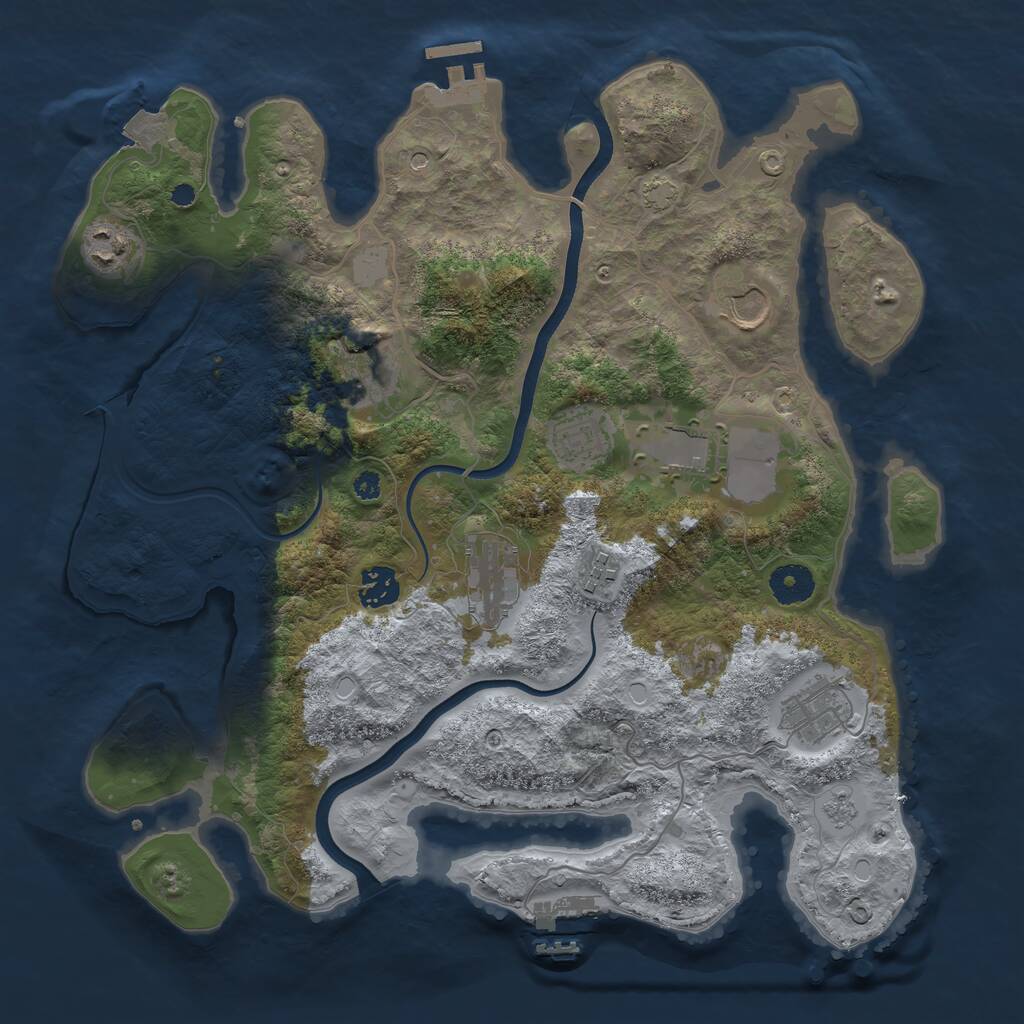 Rust Map: Procedural Map, Size: 3650, Seed: 24206104, 15 Monuments