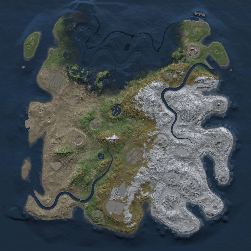 Rust Map: Procedural Map, Size: 3700, Seed: 324720365, 15 Monuments
