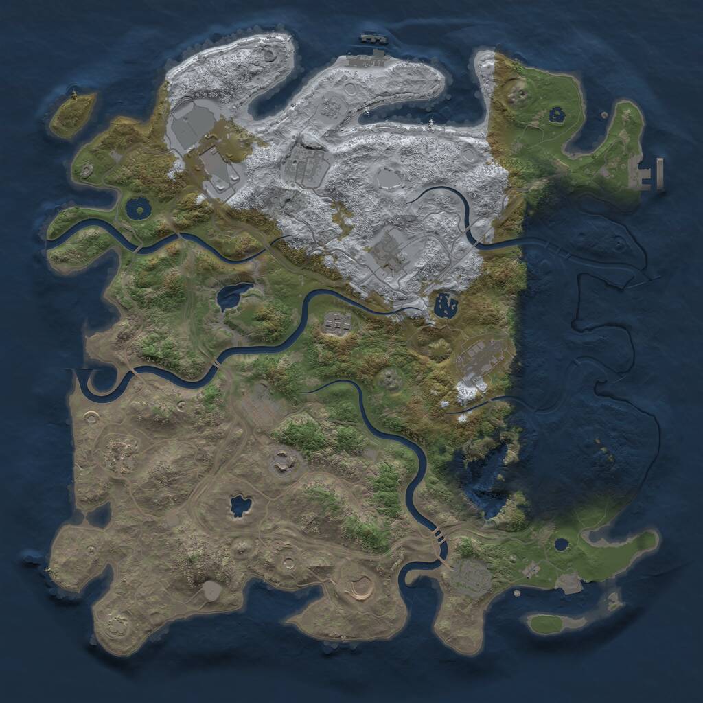 Rust Map: Procedural Map, Size: 4300, Seed: 73936816, 17 Monuments