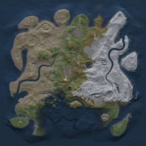 Thumbnail Rust Map: Procedural Map, Size: 3500, Seed: 443443708, 13 Monuments
