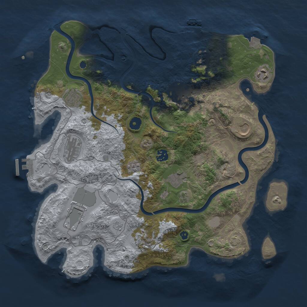Rust Map: Procedural Map, Size: 3750, Seed: 983730936, 16 Monuments