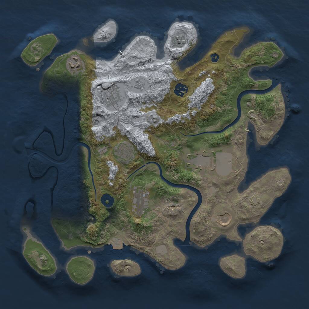 Rust Map: Procedural Map, Size: 3500, Seed: 1096047107, 12 Monuments