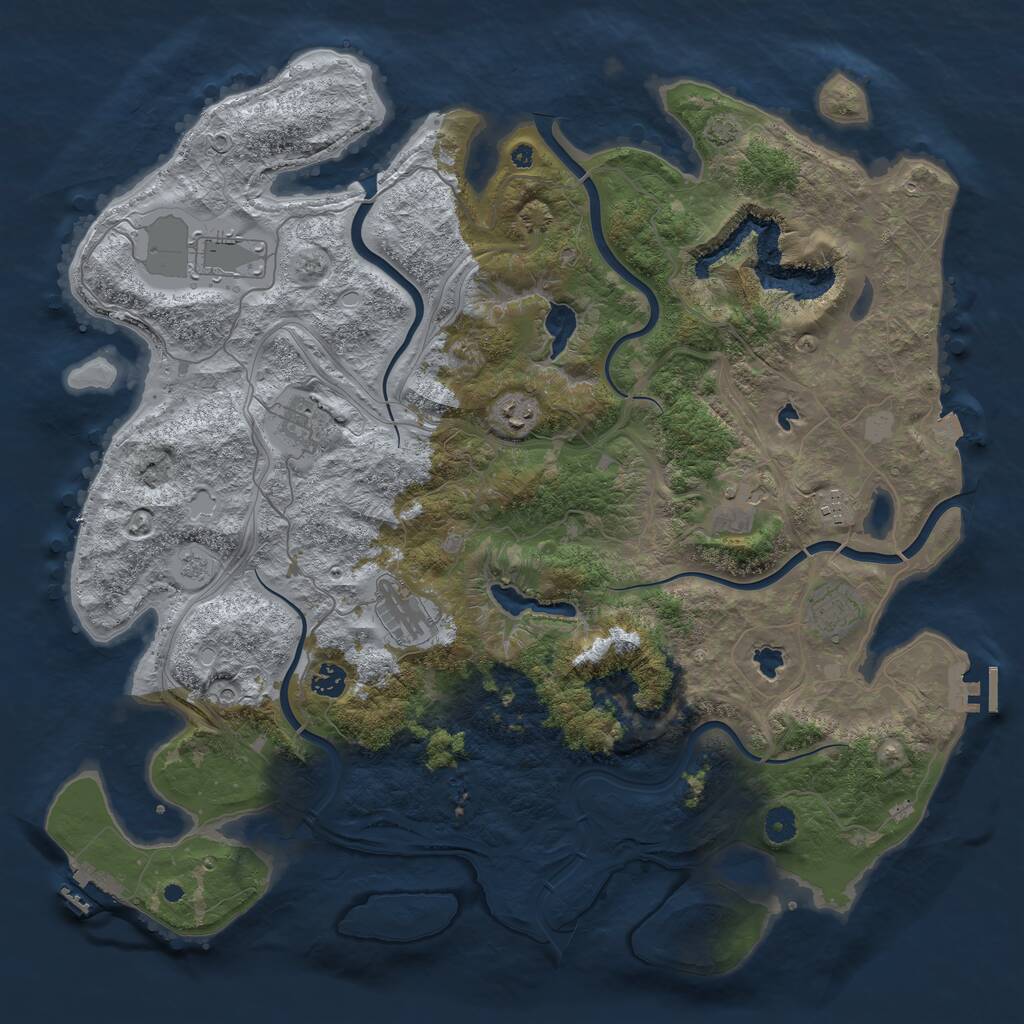 Rust Map: Procedural Map, Size: 4500, Seed: 1091001167, 14 Monuments