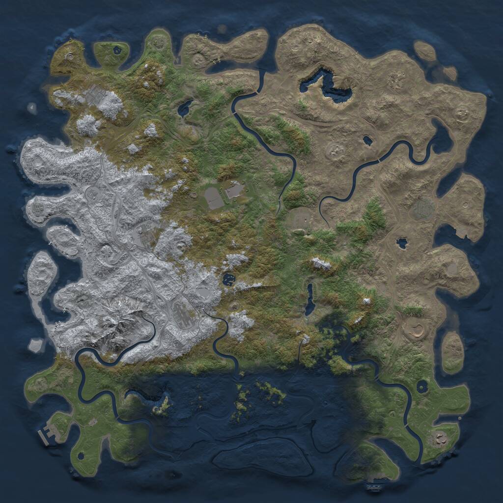 Rust Map: Procedural Map, Size: 6000, Seed: 145, 17 Monuments