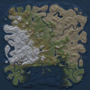 Thumbnail Rust Map: Procedural Map, Size: 6000, Seed: 145, 17 Monuments
