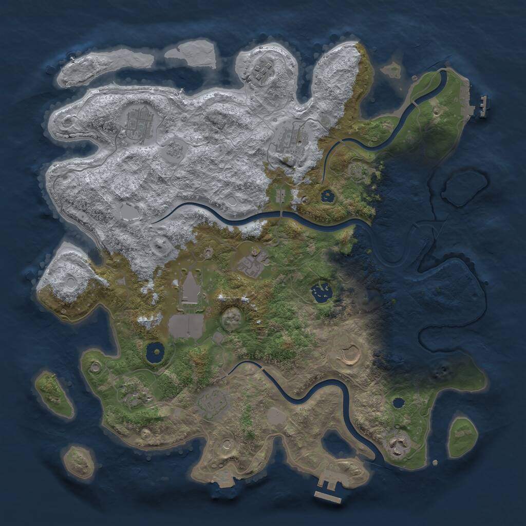 Rust Map: Procedural Map, Size: 3900, Seed: 1918118511, 16 Monuments