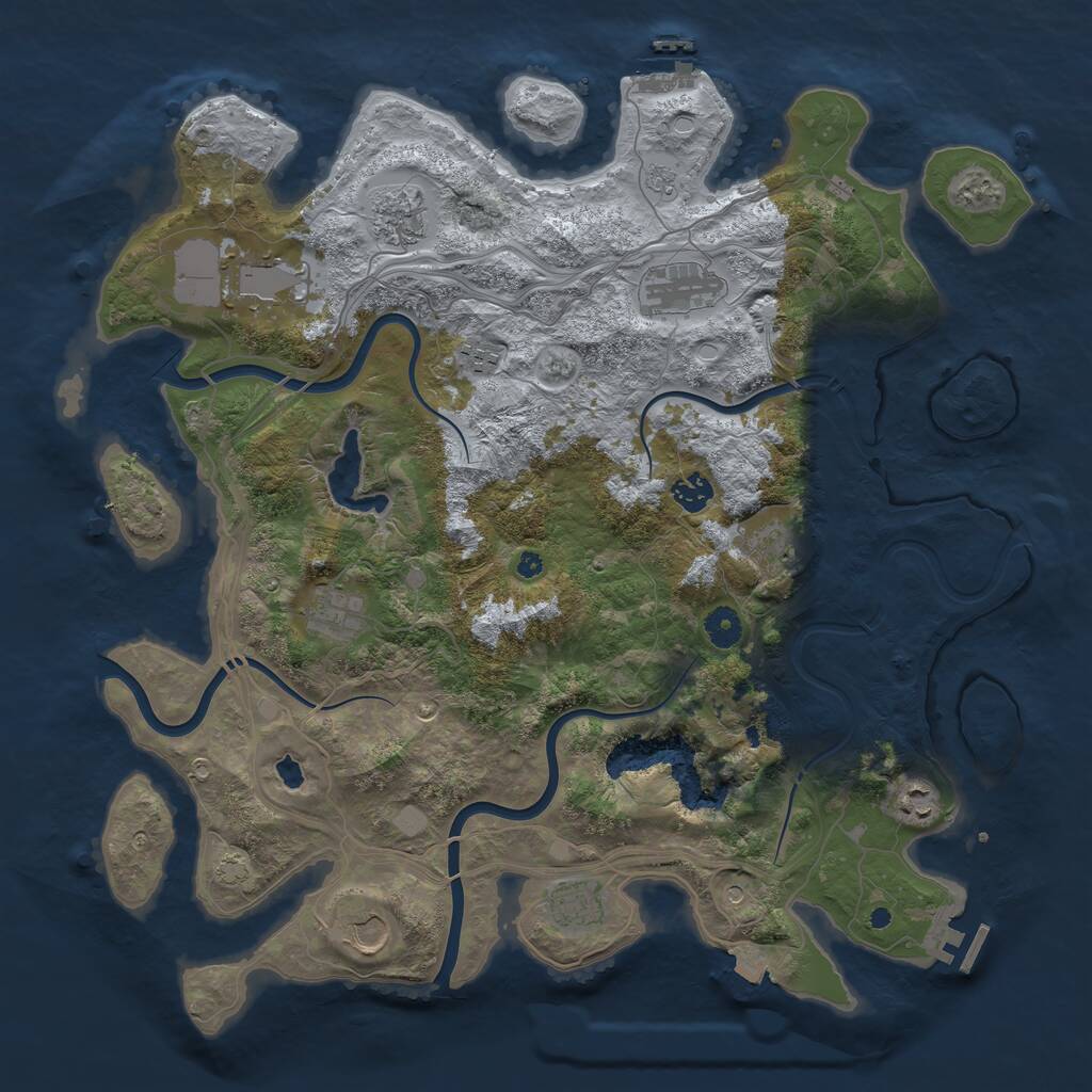 Rust Map: Procedural Map, Size: 4250, Seed: 714284503, 16 Monuments