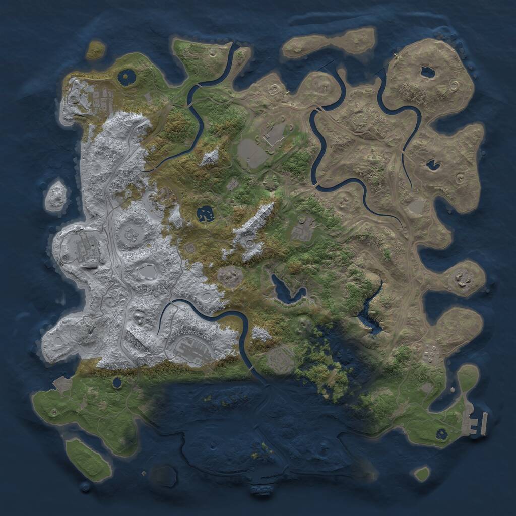 Rust Map: Procedural Map, Size: 4500, Seed: 321970346, 16 Monuments
