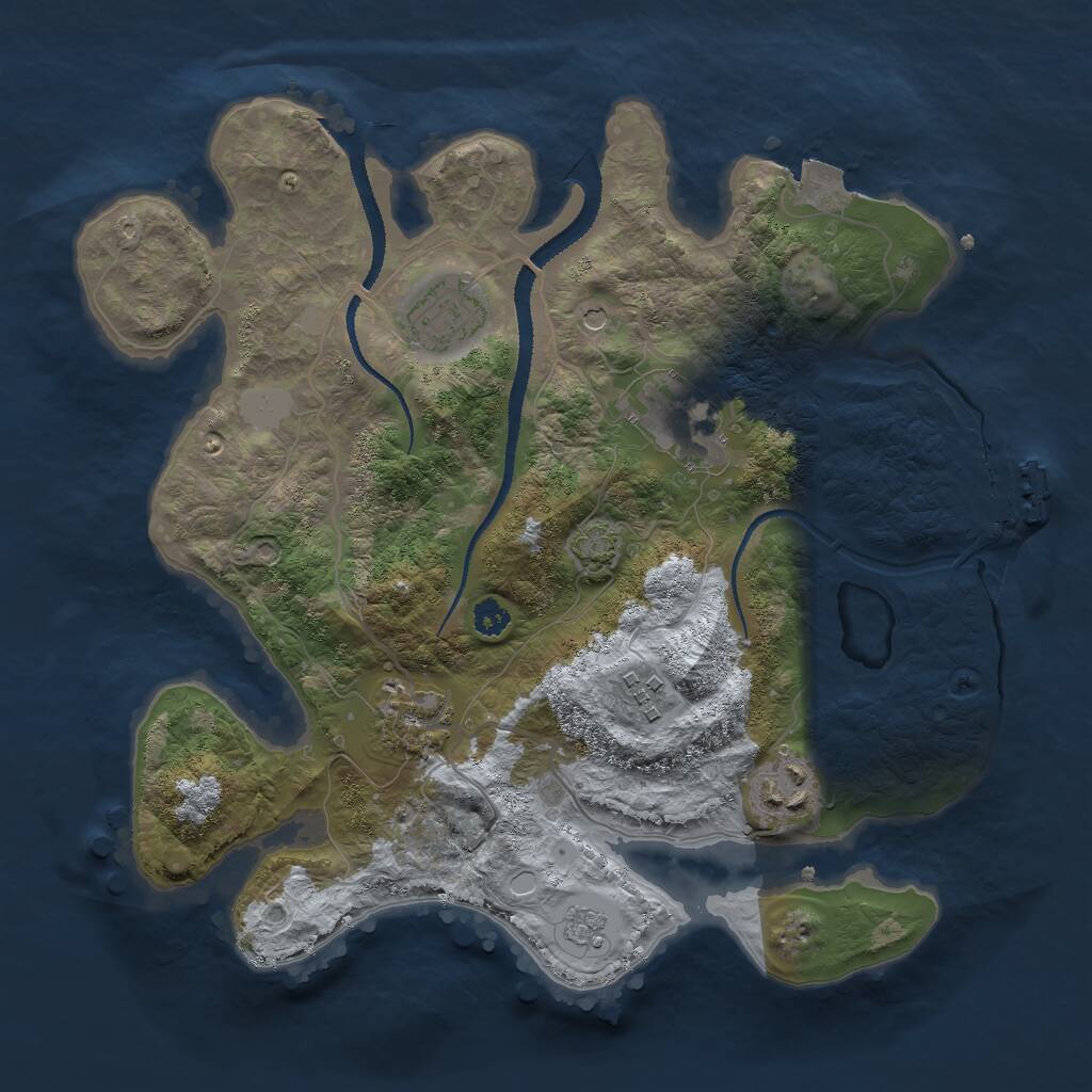 Rust Map: Procedural Map, Size: 3000, Seed: 1157620799, 10 Monuments
