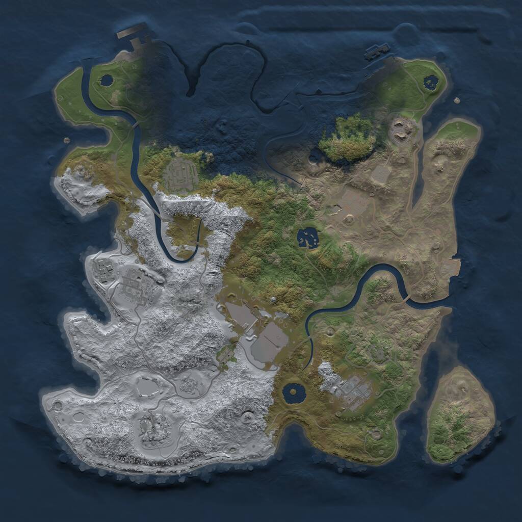 Rust Map: Procedural Map, Size: 3500, Seed: 1773101057, 15 Monuments