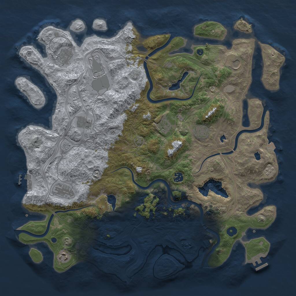 Rust Map: Procedural Map, Size: 4500, Seed: 91446834, 16 Monuments