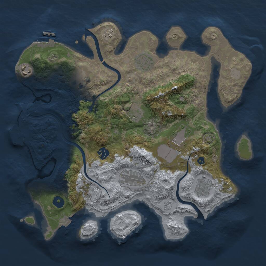 Rust Map: Procedural Map, Size: 3500, Seed: 1462482773, 15 Monuments