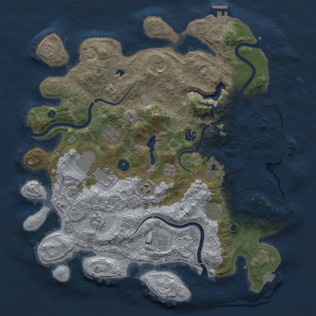 Rust Map: Procedural Map, Size: 4096, Seed: 3000, 16 Monuments