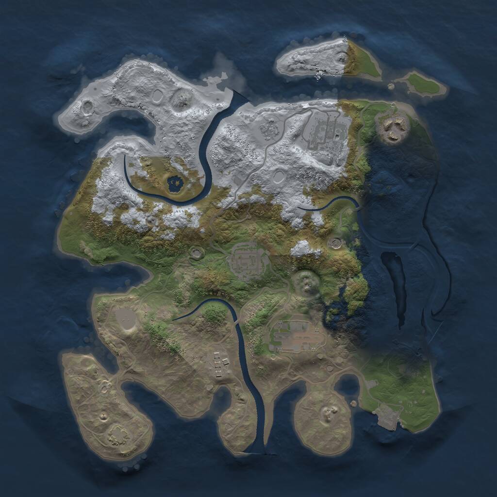 Rust Map: Procedural Map, Size: 3000, Seed: 1086867858, 9 Monuments