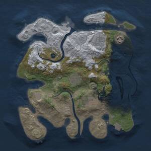Thumbnail Rust Map: Procedural Map, Size: 3000, Seed: 1086867858, 9 Monuments