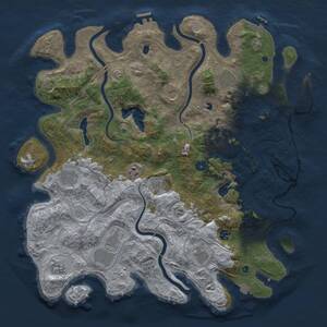 Thumbnail Rust Map: Procedural Map, Size: 4500, Seed: 1283539610, 17 Monuments