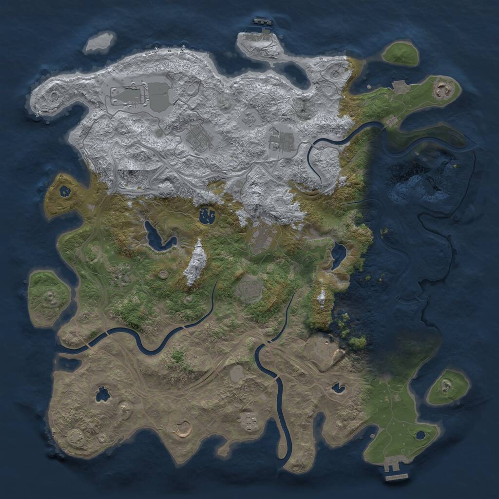 Rust Map: Procedural Map, Size: 4500, Seed: 18364495, 17 Monuments