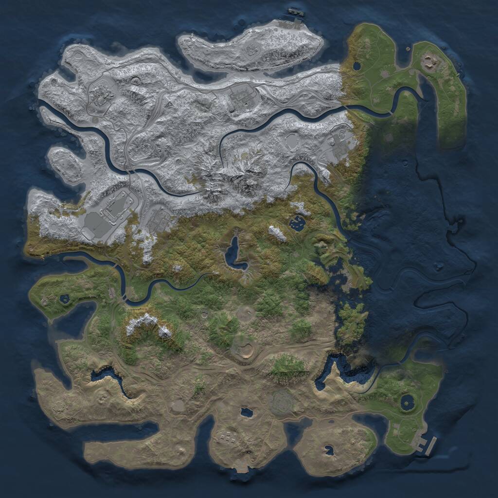 Rust Map: Procedural Map, Size: 5000, Seed: 703253437, 17 Monuments
