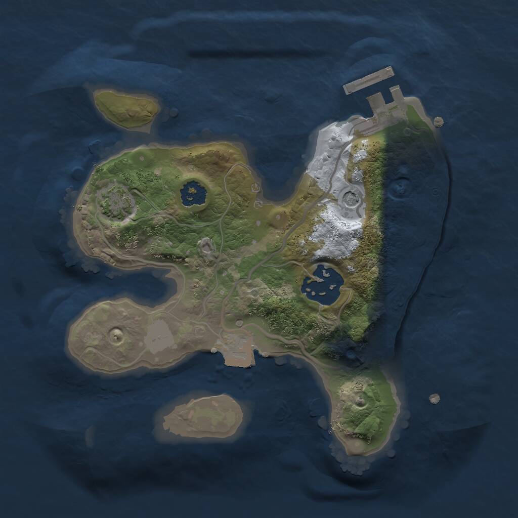 Rust Map: Procedural Map, Size: 2000, Seed: 1007673587, 5 Monuments