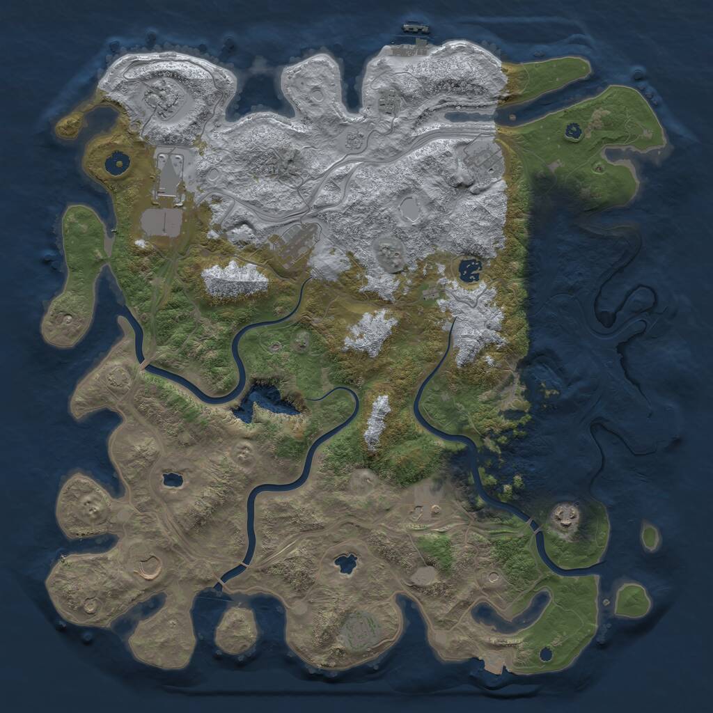 Rust Map: Procedural Map, Size: 4500, Seed: 131051234, 16 Monuments
