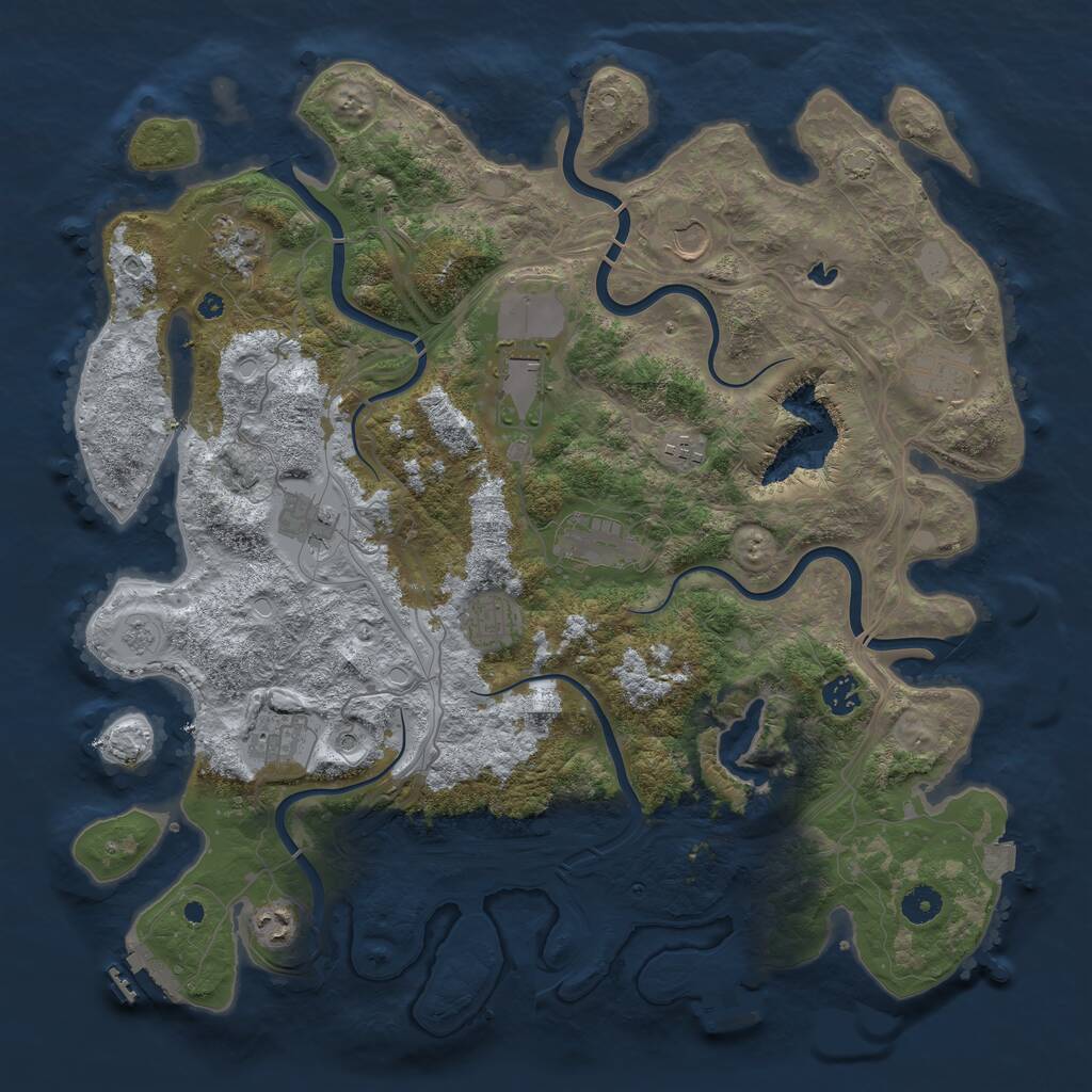 Rust Map: Procedural Map, Size: 4250, Seed: 1289664105, 17 Monuments