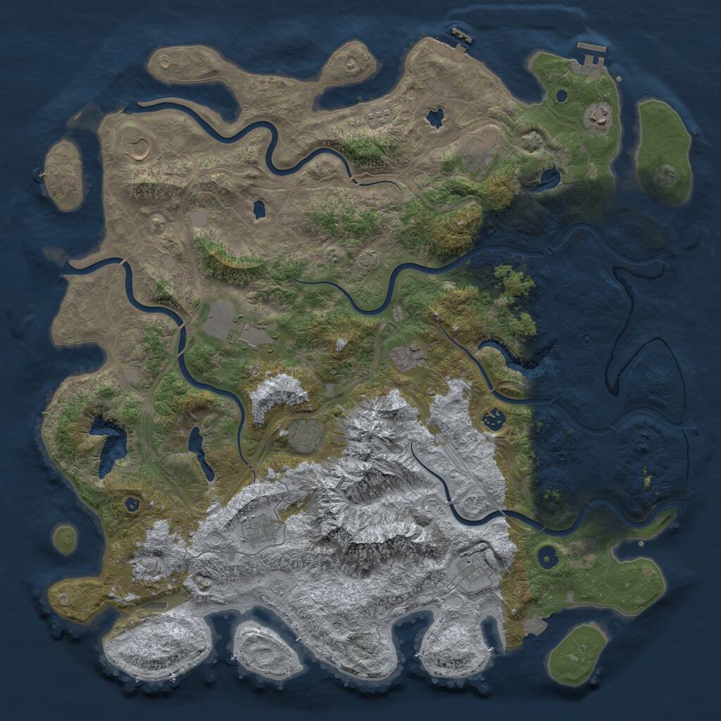 Rust Map: Procedural Map, Size: 5000, Seed: 762237, 17 Monuments