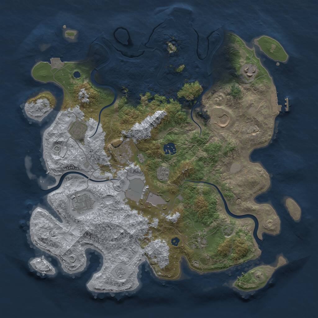Rust Map: Procedural Map, Size: 3750, Seed: 1069690247, 15 Monuments