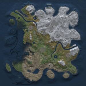 Thumbnail Rust Map: Procedural Map, Size: 3750, Seed: 33268620, 14 Monuments