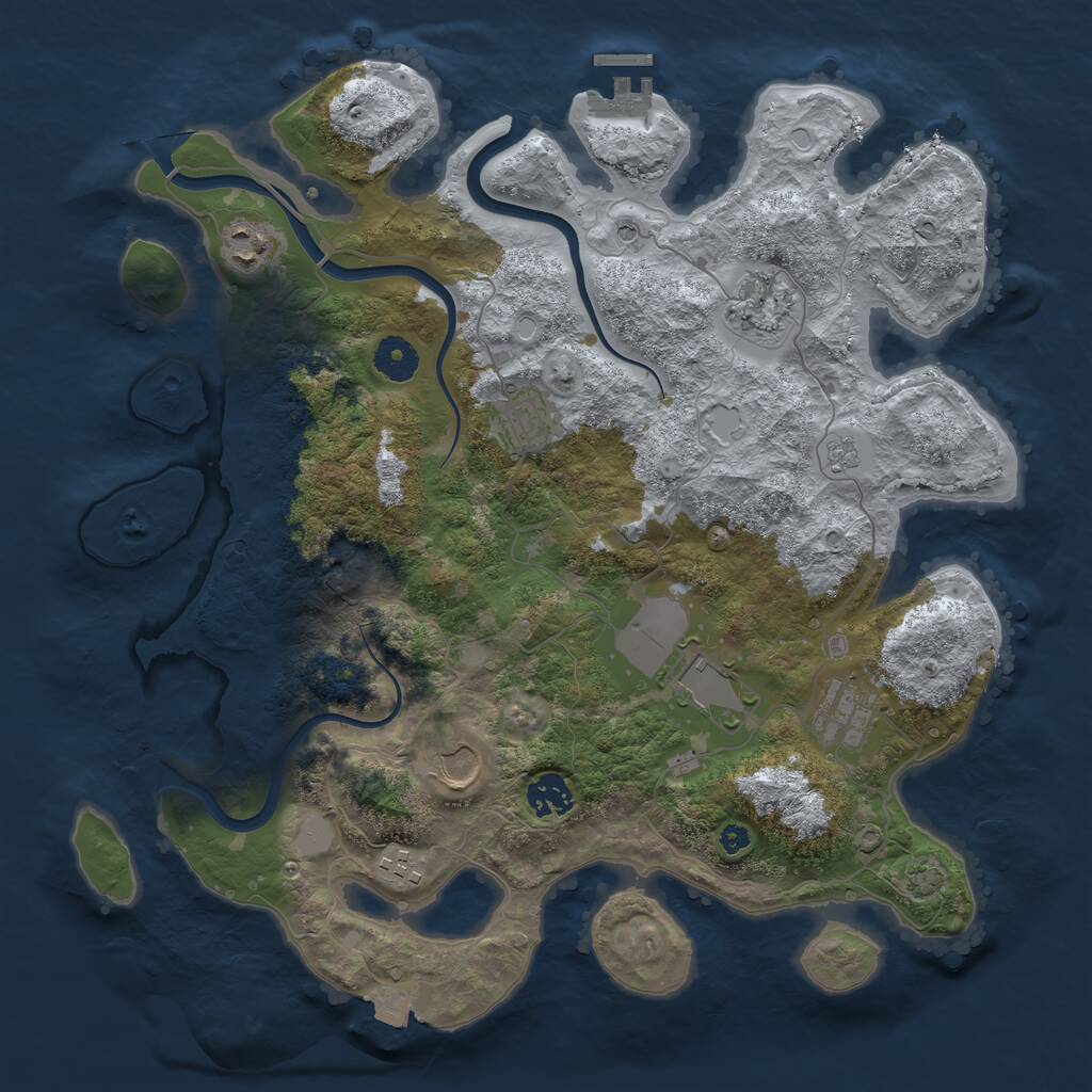 Rust Map: Procedural Map, Size: 3750, Seed: 33268620, 13 Monuments