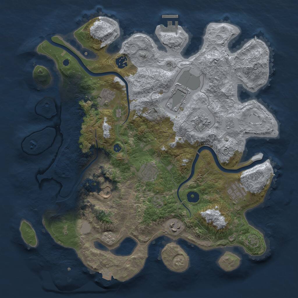 Rust Map: Procedural Map, Size: 3750, Seed: 33268620, 14 Monuments