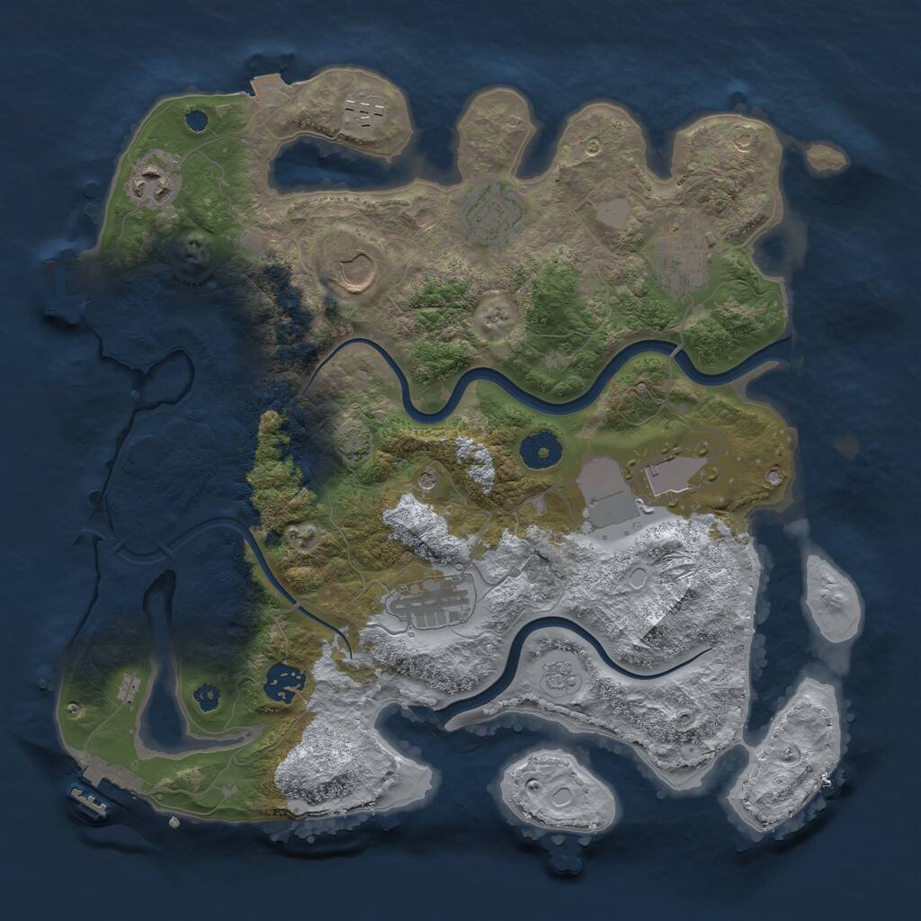 Rust Map: Procedural Map, Size: 3500, Seed: 715444299, 14 Monuments