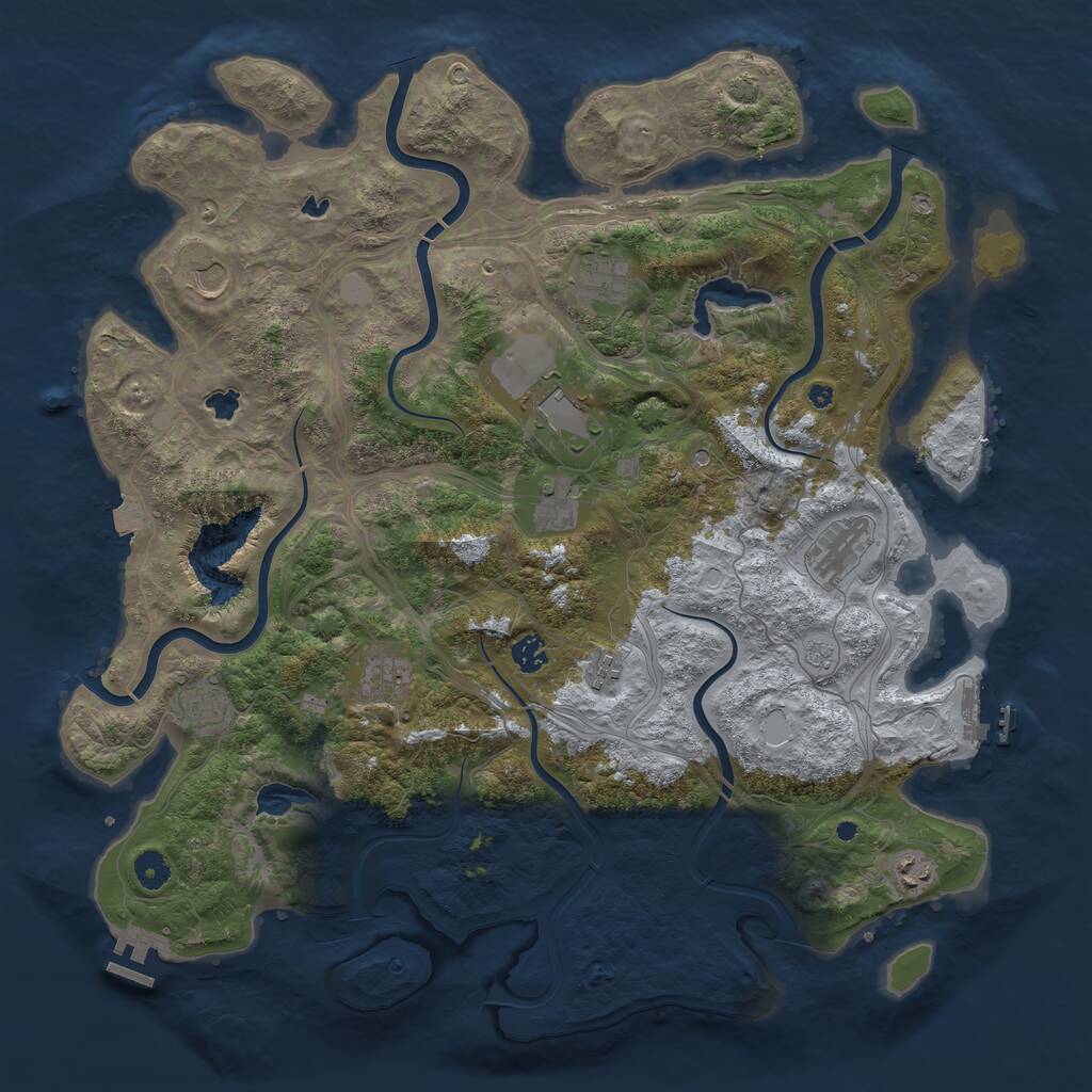 Rust Map: Procedural Map, Size: 4500, Seed: 691913674, 16 Monuments