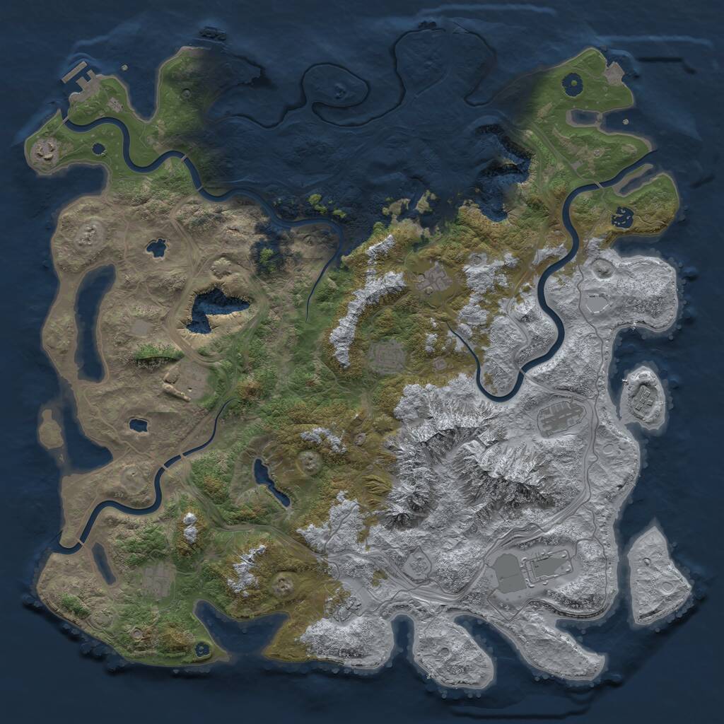 Rust Map: Procedural Map, Size: 5000, Seed: 34655980, 16 Monuments