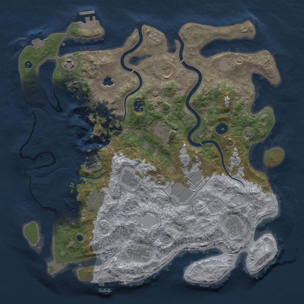 Rust Map: Procedural Map, Size: 4000, Seed: 1501039478, 16 Monuments