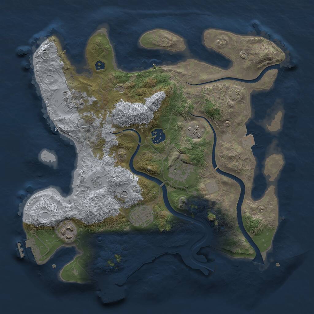 Rust Map: Procedural Map, Size: 3200, Seed: 1425136025, 12 Monuments