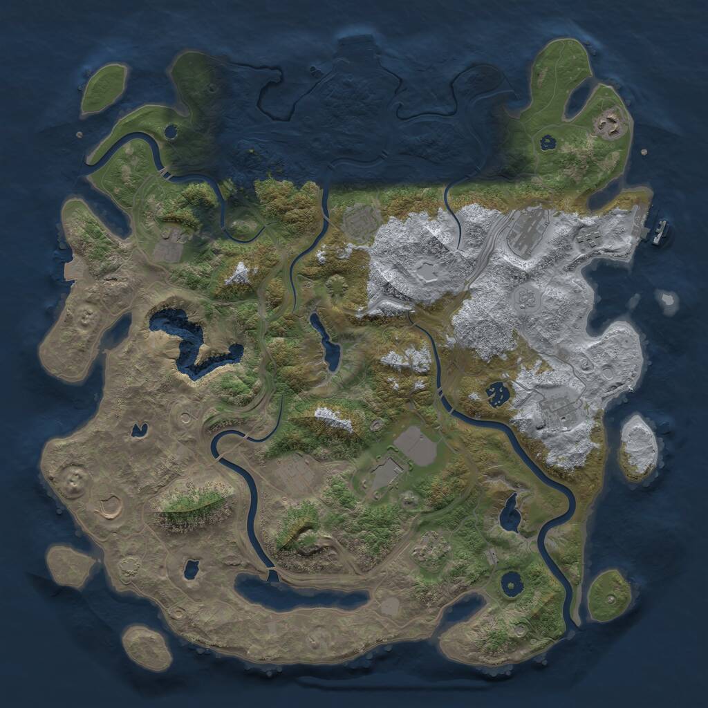 Rust Map: Procedural Map, Size: 4500, Seed: 1381078978, 17 Monuments