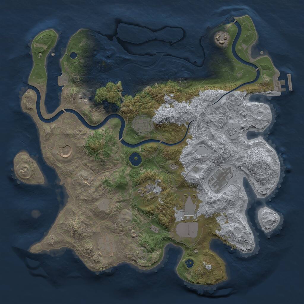 Rust Map: Procedural Map, Size: 3600, Seed: 333081, 13 Monuments