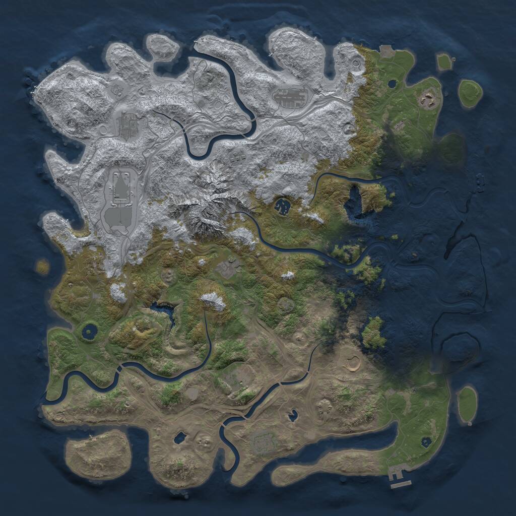 Rust Map: Procedural Map, Size: 5000, Seed: 558527263, 17 Monuments