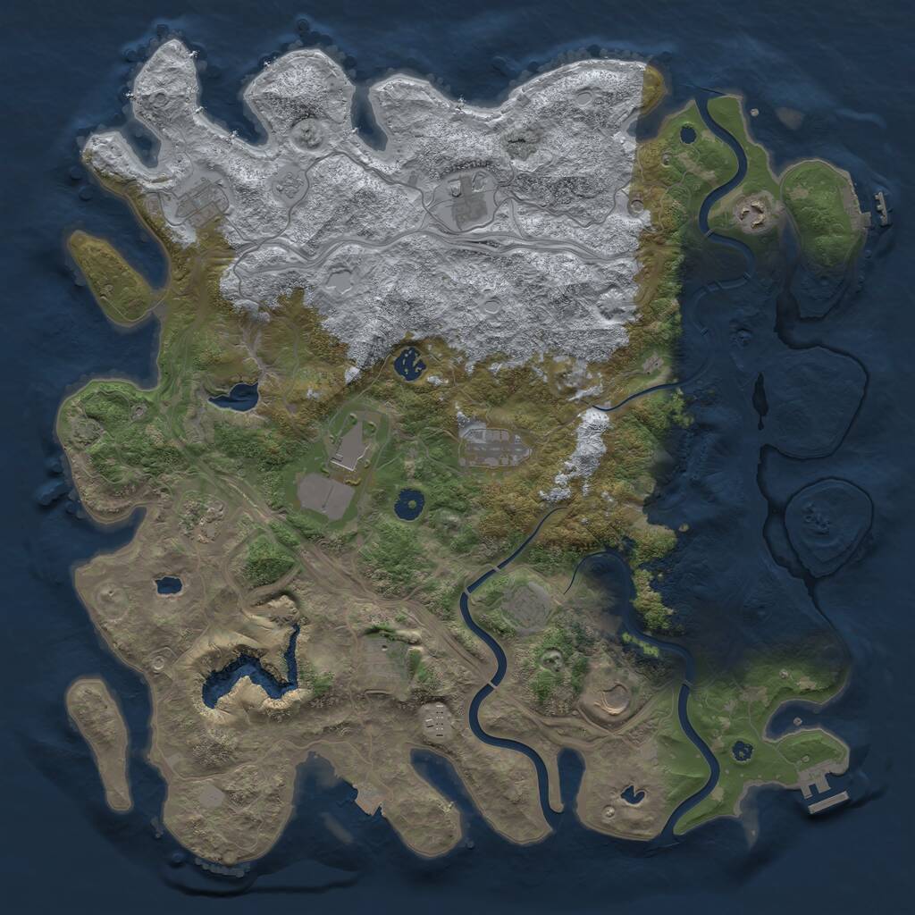 Rust Map: Procedural Map, Size: 4500, Seed: 985845211, 17 Monuments