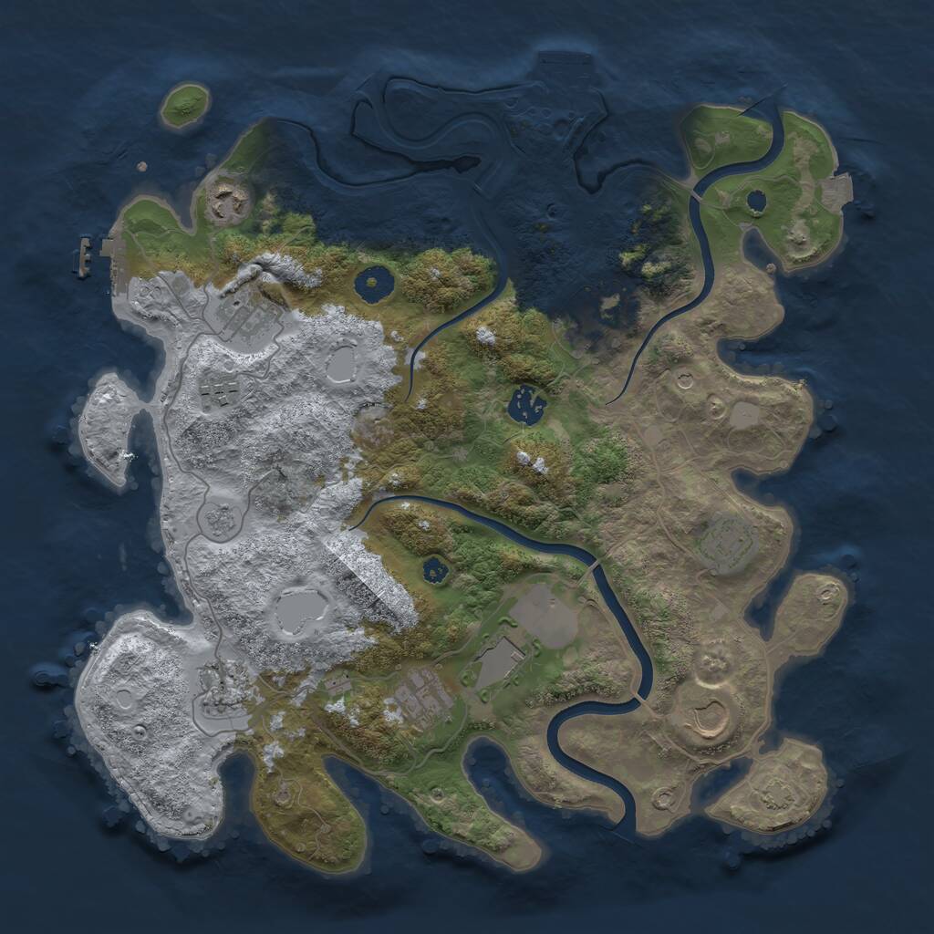 Rust Map: Procedural Map, Size: 3750, Seed: 32543, 16 Monuments
