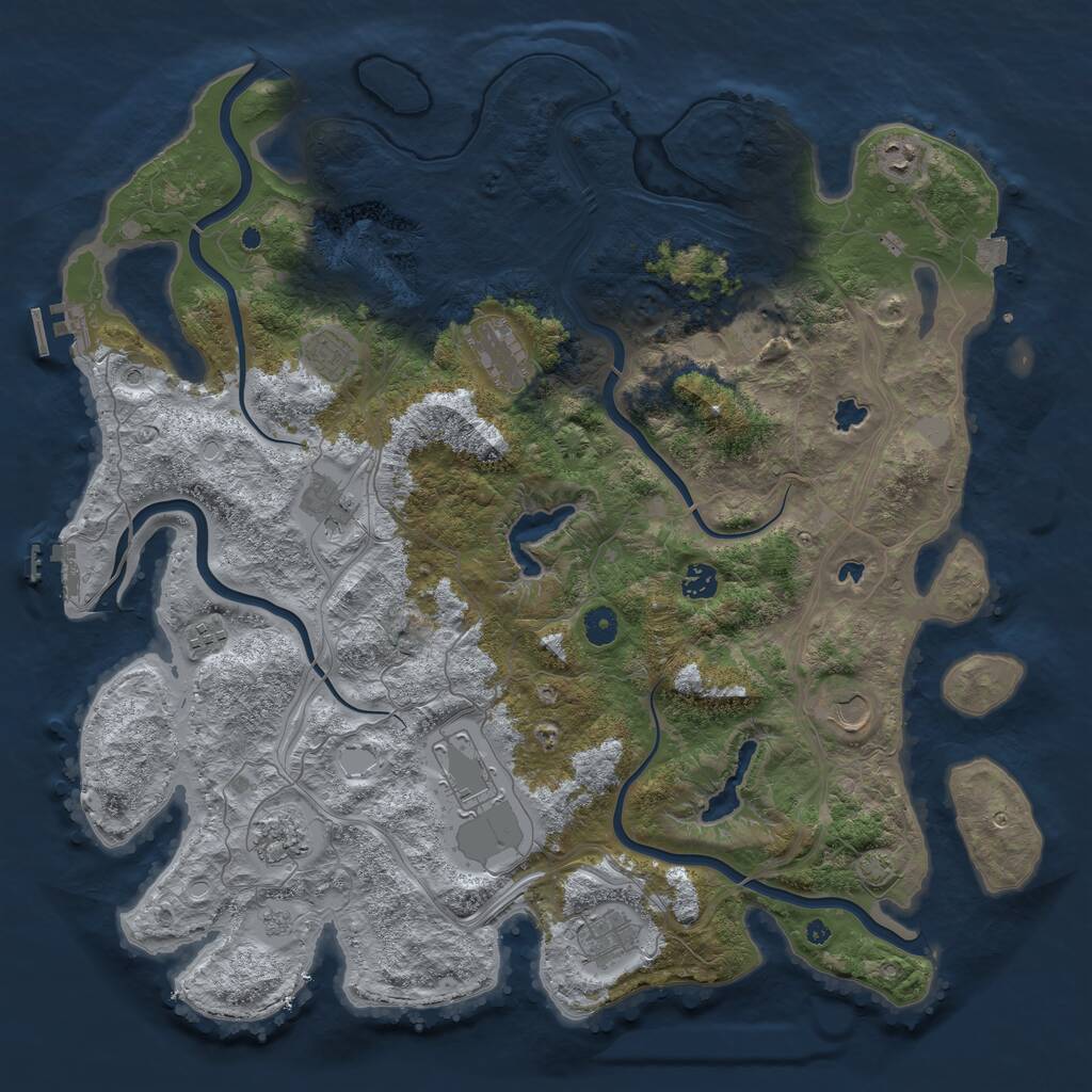 Rust Map: Procedural Map, Size: 4500, Seed: 991971283, 17 Monuments