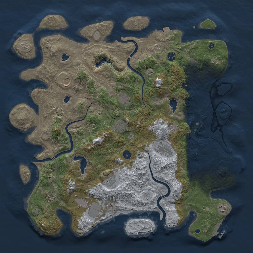 Rust Map: Procedural Map, Size: 4500, Seed: 1832447661, 16 Monuments